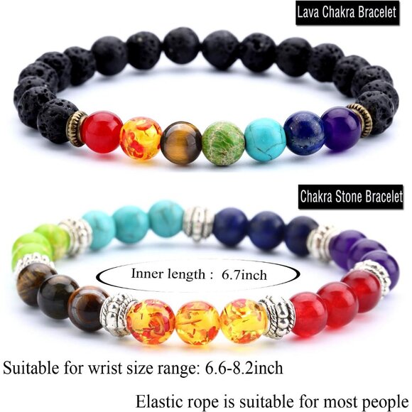 🆕 Men Black Lava Rock Beads Bracelet Elastic Natural Stone Chakra Yoga Bangle - Picture 2 of 7